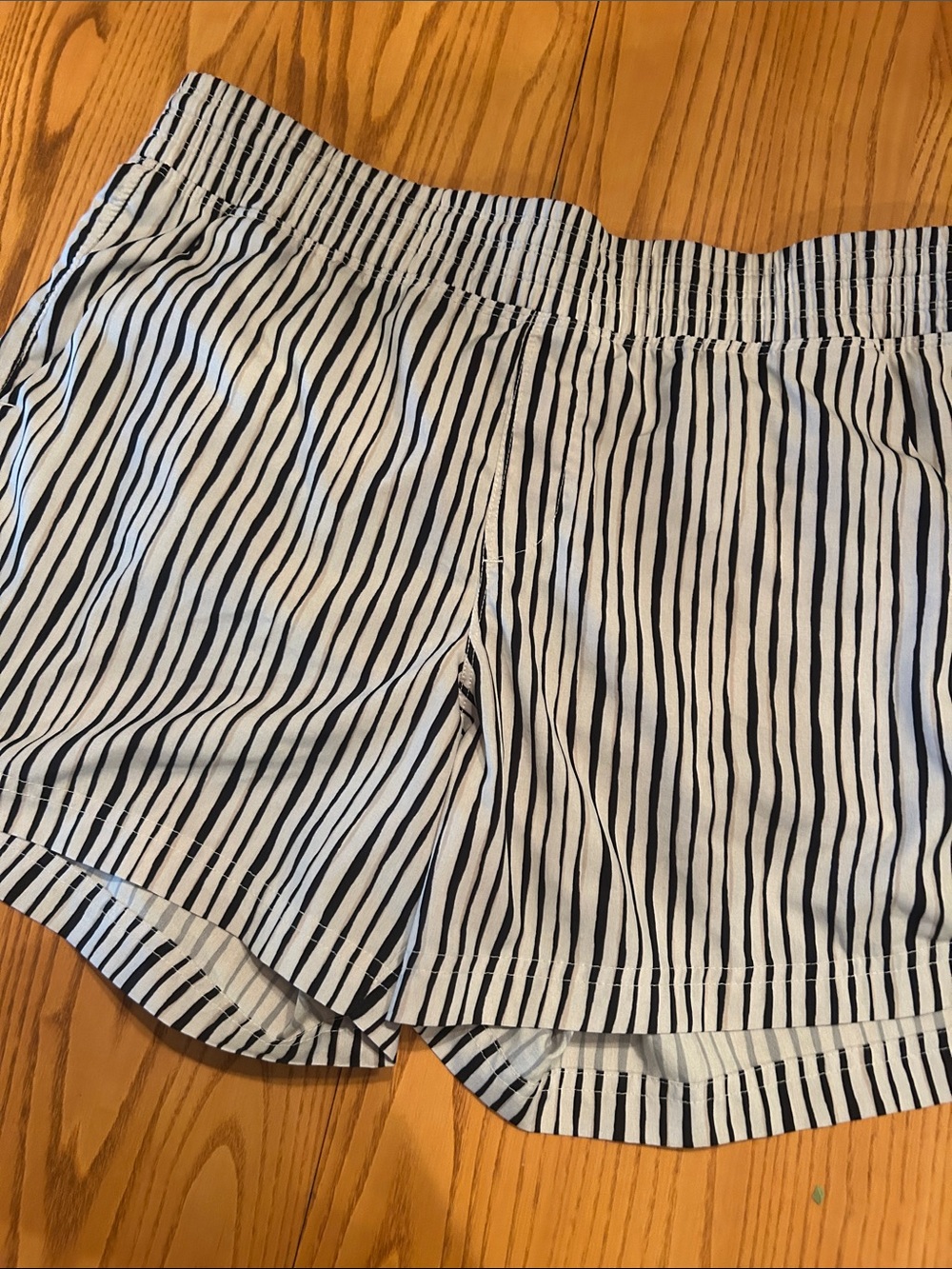 Old Navy White and Black Striped Athletic Shorts
